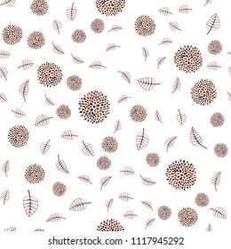 Dark Red vector seamless elegant pattern with leaves and flowers. Colorful abstract illustration with leaves in doodle style. Pattern for heads of websites and designs.