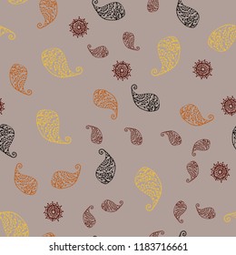 Dark Red vector seamless elegant background with leaves and flowers. Sketchy doodles on white background. Elegant pattern for your brand book.