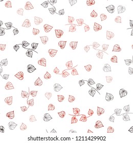 Dark Red vector seamless elegant template with leaves. Colorful abstract illustration with leaves in doodle style. Design for textile, fabric, wallpapers.