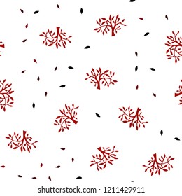 Dark Red vector seamless elegant pattern with leaves, branches. Decorative design in Indian style on white background. Design for wallpaper, fabric makers.