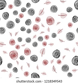 Dark Red vector seamless elegant wallpaper with leaves and flowers. Abstract illustration with leaves, flowers in doodles style. Design for wallpaper, fabric makers.