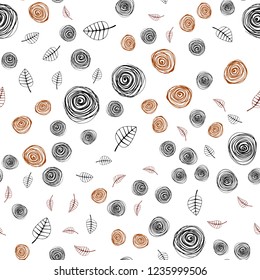 Dark Red vector seamless elegant template with leaves and flowers. Doodle illustration of leaves and flowers in Origami style. Design for textile, fabric, wallpapers.