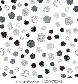 Dark Red vector seamless elegant template with leaves, flowers. Brand new colored illustration with leaves and flowers. Pattern for trendy fabric, wallpapers.