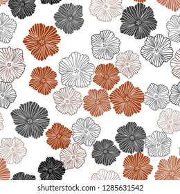 Dark Red vector seamless elegant template with flowers. Sketchy doodle flowers on white background. Pattern for trendy fabric, wallpapers.