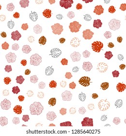 Dark Red vector seamless elegant background with leaves, flowers. Creative illustration in blurred style with leaves, flowers. Design for textile, fabric, wallpapers.