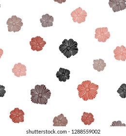 Dark Red vector seamless elegant pattern with flowers. Colorful illustration in doodle style with flowers. Design for wallpaper, fabric makers.