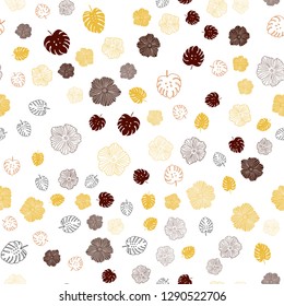 Dark Red vector seamless elegant wallpaper with leaves, flowers. Illustration with doodles on abstract template. Texture for window blinds, curtains.