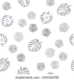 Dark Red vector seamless elegant pattern with flowers, leaves. Abstract illustration with leaves, flowers in doodles style. Pattern for trendy fabric, wallpapers.