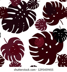 Dark Red vector seamless elegant background with leaves. leaves on elegant natural pattern with gradient. Pattern for design of fabric, wallpapers.