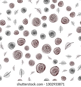 Dark Red vector seamless elegant template with leaves and flowers. Colorful abstract illustration with leaves in doodle style. Texture for window blinds, curtains.