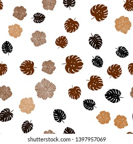 Dark Red vector seamless elegant pattern with flowers, leaves. Brand new colored illustration with leaves and flowers. Texture for window blinds, curtains.