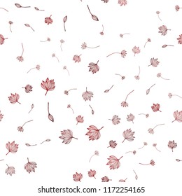 Dark Red vector seamless hand painted pattern. leaves on blurred abstract background with gradient. Doodle design for your web site.