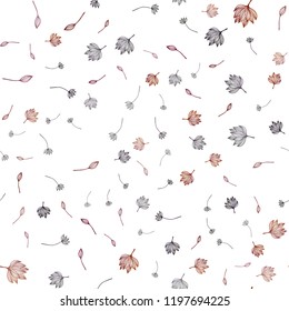 Dark Red vector seamless hand painted backdrop. Decorative design in Indian style with leaves. Pattern for wallpapers and coloring books.