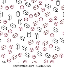 Dark Red vector seamless, isometric layout with lines, rectangles. Beautiful illustration with rectangles and squares. Pattern for trendy fabric, wallpapers.