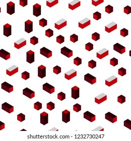 Dark Red vector seamless, isometric texture in rectangular style. Illustration with set of colorful rectangles. Design for wallpaper, fabric makers.