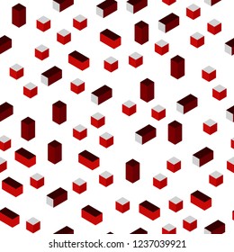 Dark Red vector seamless, isometric cover in polygonal style. Glitter abstract illustration with rectangular shapes. Design for textile, fabric, wallpapers.