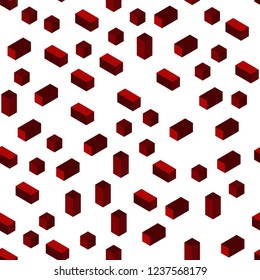 Dark Red vector seamless, isometric backdrop with rhombus. Glitter abstract illustration with rectangular shapes. Texture for window blinds, curtains.