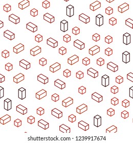 Dark Red vector seamless, isometric layout with lines, rectangles. Decorative design in abstract style with rectangles. Pattern for design of fabric, wallpapers.