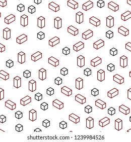 Dark Red vector seamless, isometric layout with lines, rectangles. Beautiful illustration with rectangles and squares. Pattern for design of fabric, wallpapers.