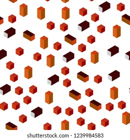 Dark Red vector seamless, isometric template with rhombus. Illustration with set of colorful rectangles. Design for textile, fabric, wallpapers.