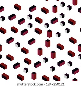 Dark Red vector seamless, isometric cover in polygonal style. Modern abstract illustration with colorful rectangles. Design for wallpaper, fabric makers.