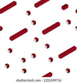 Dark Red vector seamless, isometric texture in rectangular style. Decorative design in abstract style with rectangles. Pattern for design of fabric, wallpapers.