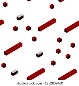 Dark Red vector seamless, isometric cover in polygonal style. Modern abstract illustration with colorful rectangles. Pattern for design of fabric, wallpapers.