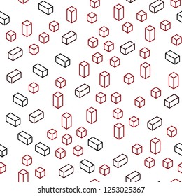 Dark Red vector seamless, isometric layout with lines, rectangles. Abstract gradient illustration with rectangles. Pattern for design of fabric, wallpapers.