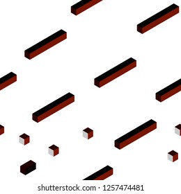Dark Red vector seamless, isometric pattern in square style. Glitter abstract illustration with rectangular shapes. Texture for window blinds, curtains.