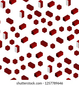 Dark Red vector seamless, isometric pattern in square style. Rectangles on abstract background with colorful gradient. Design for wallpaper, fabric makers.
