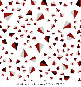 Dark Red vector seamless, isometric template with crystals, triangles. Beautiful illustration with triangles in nature style. Design for textile, fabric, wallpapers.