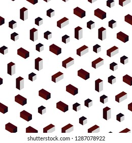 Dark Red vector seamless, isometric texture in rectangular style. Modern abstract illustration with colorful rectangles. Design for wallpaper, fabric makers.