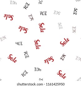 Dark Red vector seamless layout with discount of 30%, 40%, 50%, 70%. Colored words of sales with gradient on white background. Backdrop for ads, leaflets of Black Friday.