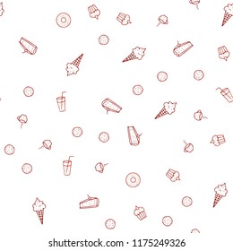 Dark Red vector seamless layout with restaurant food. Blurred decorative design of snacks in doodle style. Pattern for ads of breakfast, lunch, dinner.