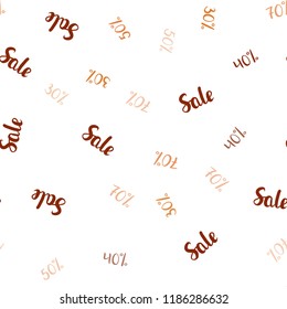Dark Red vector seamless layout with discount of 30%, 40%, 50%. Colored words of sales with gradient on white background. Design for business ads, commercials.