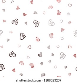 Dark Red vector seamless layout with sweet hearts. Decorative shining illustration with hearts on abstract template. Design for ad, poster, banner of Valentine Day.