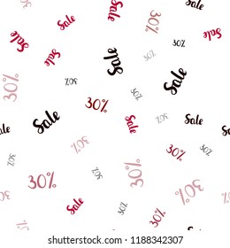 Dark Red vector seamless layout with discount of 30%. Colored words of sales with gradient on white background. Backdrop for super sales on Black Friday.