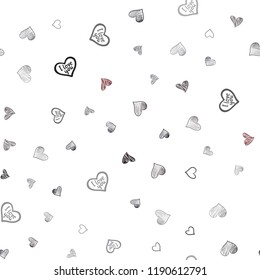 Dark Red vector seamless layout with sweet hearts. Blurred decorative design in doodle style with hearts. Pattern can be used for valentine's ad, booklets.