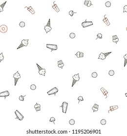 Dark Red vector seamless layout with restaurant food. Decorative shining illustration with food on abstract template. Doodle design for your business advert of cafes.
