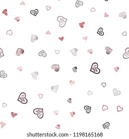 Dark Red vector seamless layout with sweet hearts. Blurred decorative design in doodle style with hearts. Pattern can be used for valentine's ad, booklets.