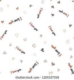 Dark Red vector seamless layout with sweet hearts. Blurred decorative design in doodle style with hearts. Pattern for marriage gifts, congratulations.