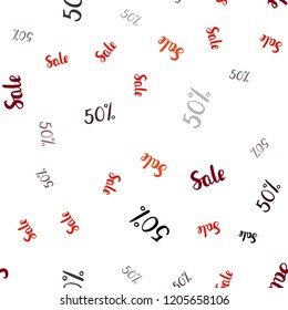 Dark Red vector seamless layout with discount of 50%. Illustration with signs of sales on abstract template. Backdrop for ads, leaflets of Black Friday.