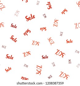 Dark Red vector seamless layout with discount of 30%. Colored words of sales with gradient on white background. Pattern for ads, posters, banners of sales.