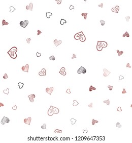 Dark Red vector seamless layout with sweet hearts. Blurred decorative design in doodle style with hearts. Pattern for marriage gifts, congratulations.