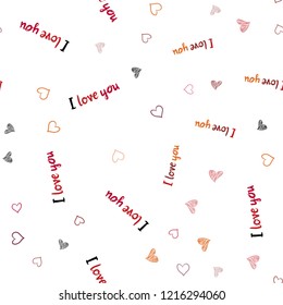 Dark Red vector seamless layout with sweet hearts. Decorative shining illustration with hearts on abstract template. Pattern can be used for valentine's ad, booklets.
