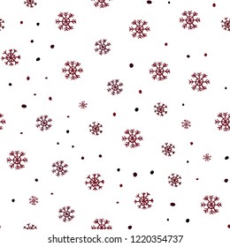 Dark Red vector seamless layout with bright snowflakes. Colorful decorative design in xmas style with snow. Template for business cards, websites.