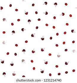 Dark Red vector seamless layout with coffee set. Gradient illustration with coffee beans, tea cups. Pattern for ad, booklets, leaflets of restaurants.