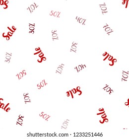 Dark Red vector seamless layout with discount of 30%, 40%, 50%. Gradient illustration with discount signs on white backdrop. Template for season sales, shopping ads.