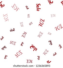 Dark Red vector seamless layout with discount of 70%. Colorful set of  percentage signs in simple style. Pattern for ads, posters, banners of sales.