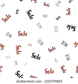 Dark Red vector seamless layout with discount of 30, 50, 70%. Abstract illustration with colorful gradient symbols of sales. Design for business ads, commercials.